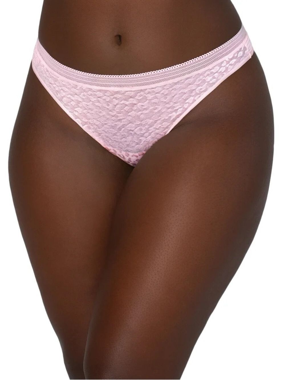 Secret Treasures Pink Jacquard Leopard Lace Thong Panty size XXL